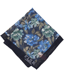 Blue Large Floral Woven Pocket Square