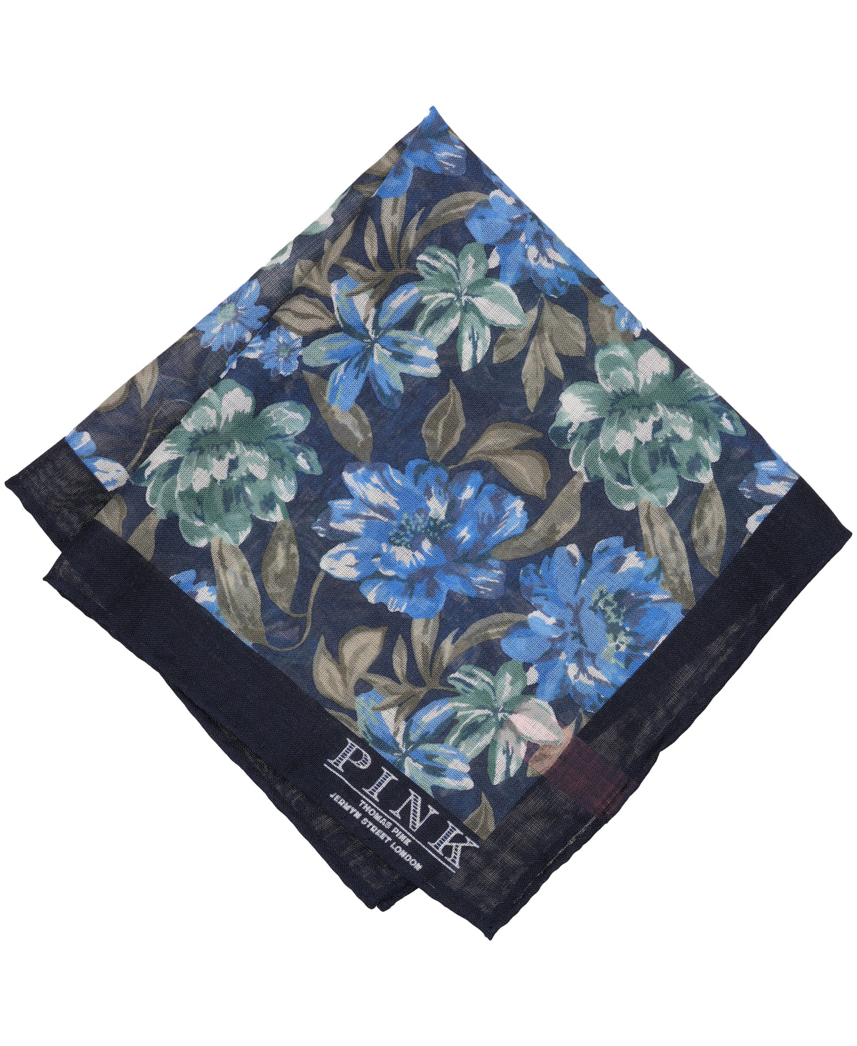 Blue Large Floral Woven Pocket Square