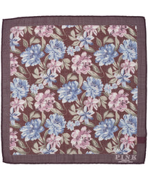Burgundy Large Floral Pocket Square