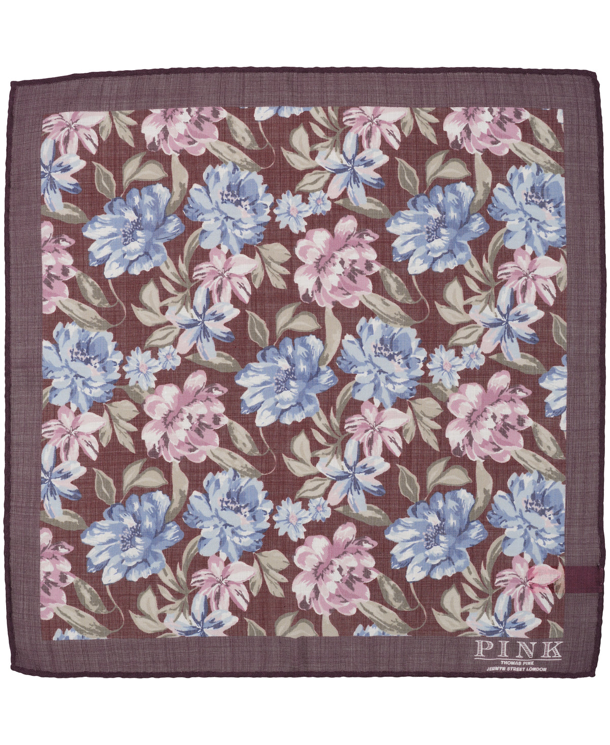 Burgundy Large Floral Pocket Square