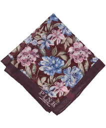 Burgundy Large Floral Pocket Square