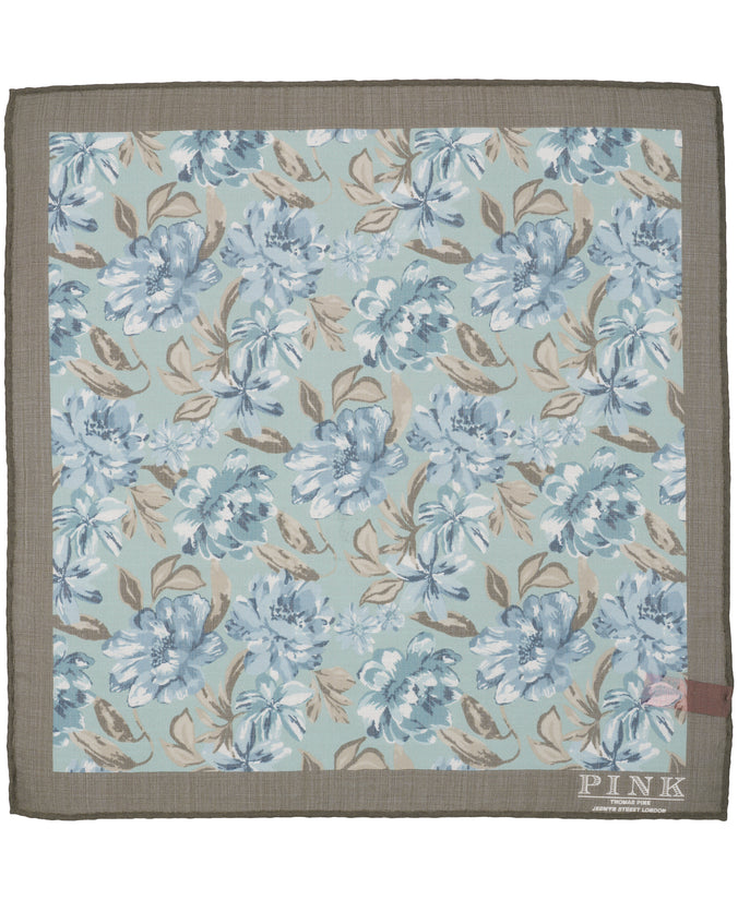 Green Large Floral Pocket Square