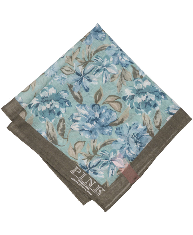 Green Large Floral Pocket Square
