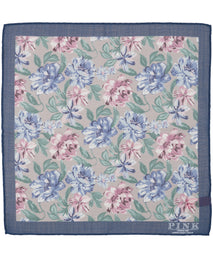 Teal Large Floral Pocket Square