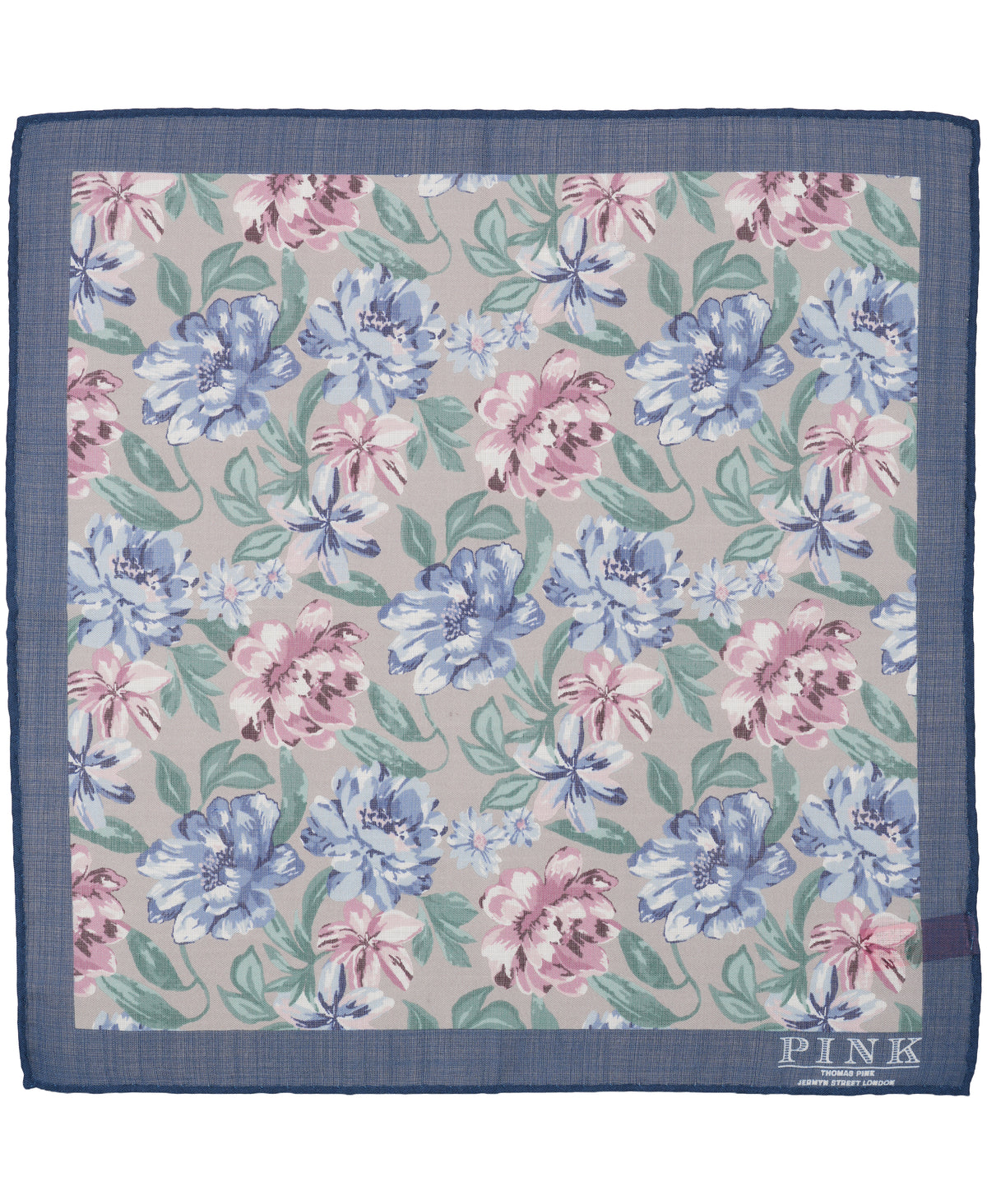 Teal Large Floral Pocket Square