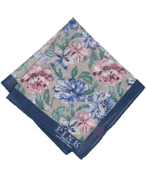 Teal Large Floral Pocket Square