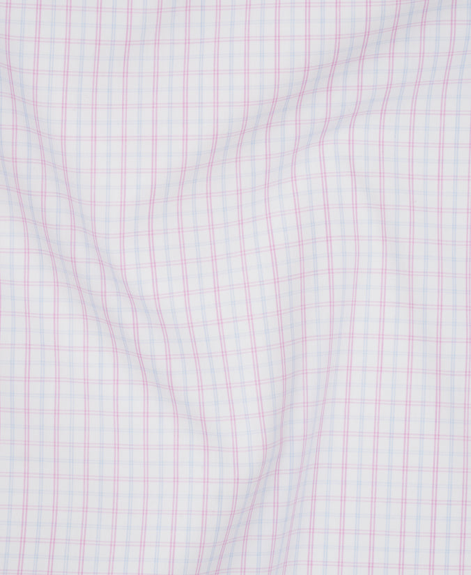 Pink Tailored Fit Poplin Fine Line Check Dress Shirt