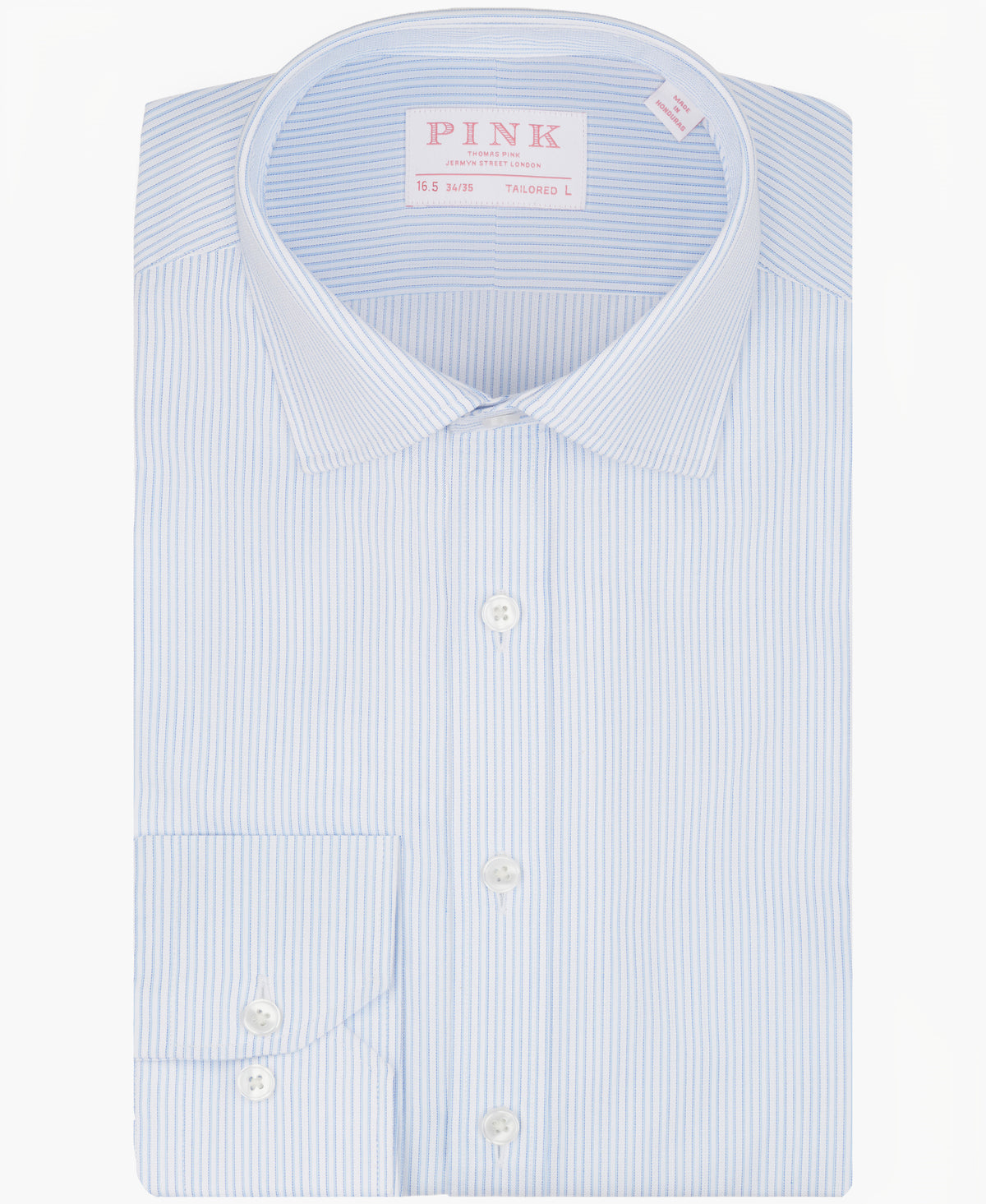Blue Tailored Fit Twill Stripe Dress Shirt