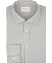 Sage Tailored Fit Twill Solid Knit Dress Shirt