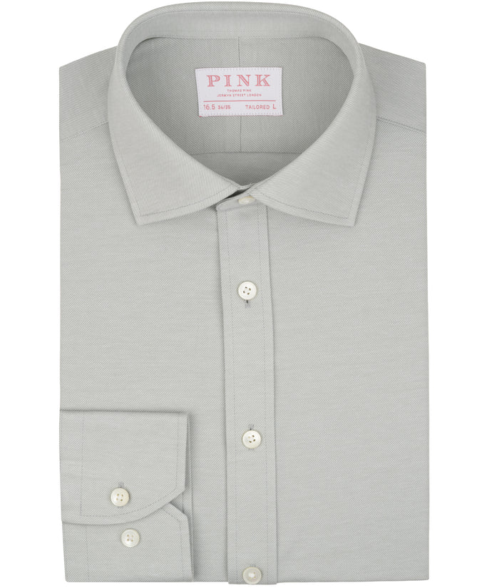 Sage Tailored Fit Twill Solid Knit Dress Shirt