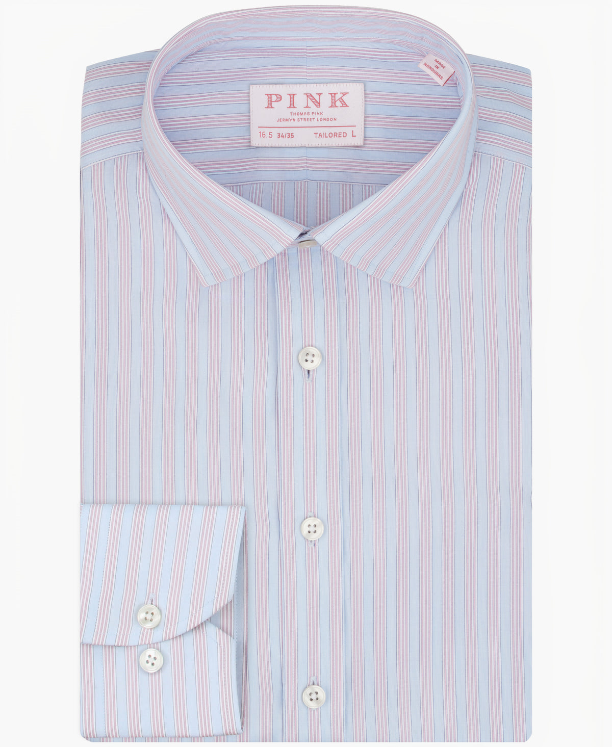 Tea Rose Tailored Fit Twill Wide Stripe Dress Shirt