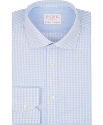 Blue Tailored Fit Poplin Mid Size Check Dress Shirt