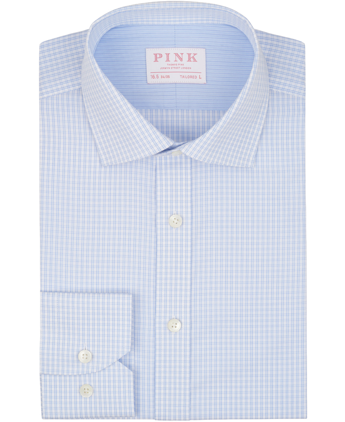 Blue Tailored Fit Poplin Mid Size Check Dress Shirt