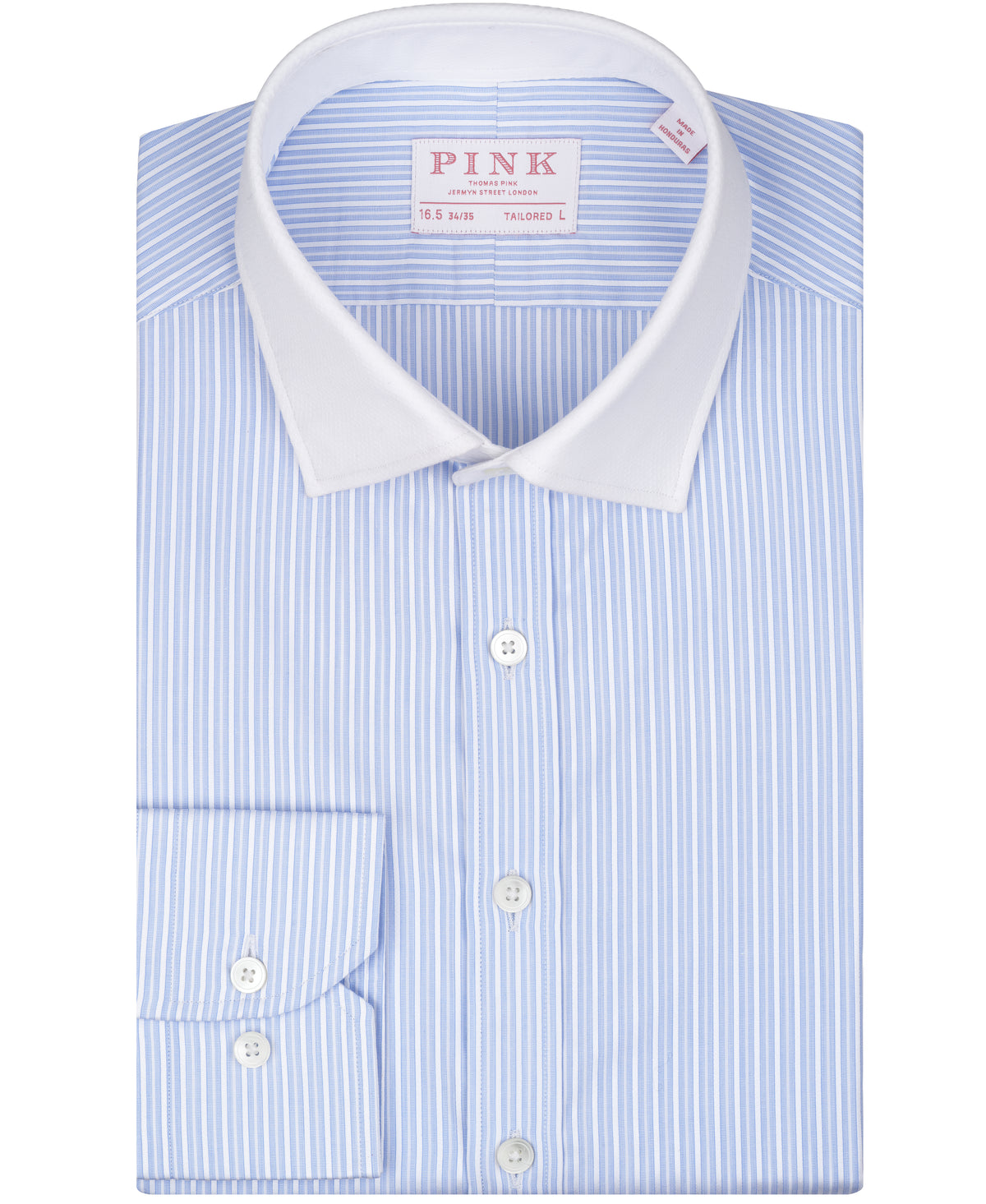 Blue Tonal Stripe Tailored Fit Dobby White Collar Dress Shirt
