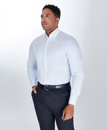 Blue Tonal Stripe Tailored Fit Dobby White Collar Dress Shirt