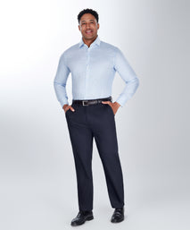 Blue Tailored Fit Twill Check Dress Shirt