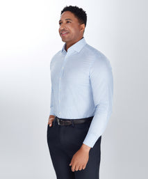 Blue Tailored Fit Twill Check Dress Shirt