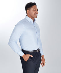 Blue Tailored Fit Twill Check Dress Shirt
