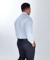 Blue Tailored Fit Twill Check Dress Shirt