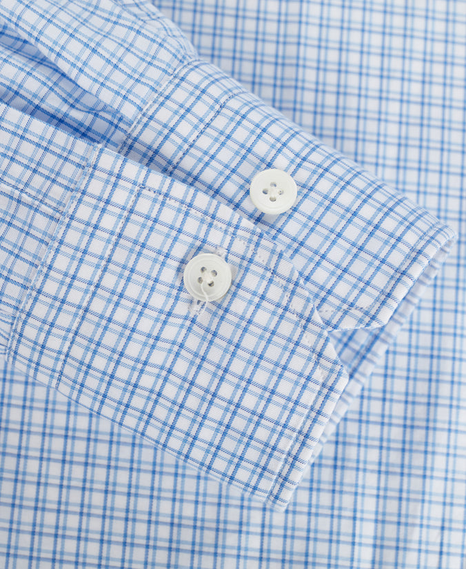 Blue Tailored Fit Twill Check Dress Shirt
