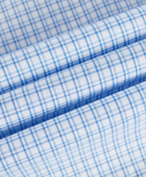 Blue Tailored Fit Twill Check Dress Shirt