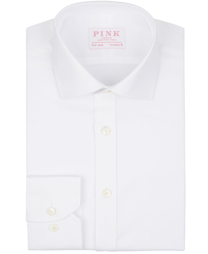 White Tailored Fit Royal Twill Dress Shirt