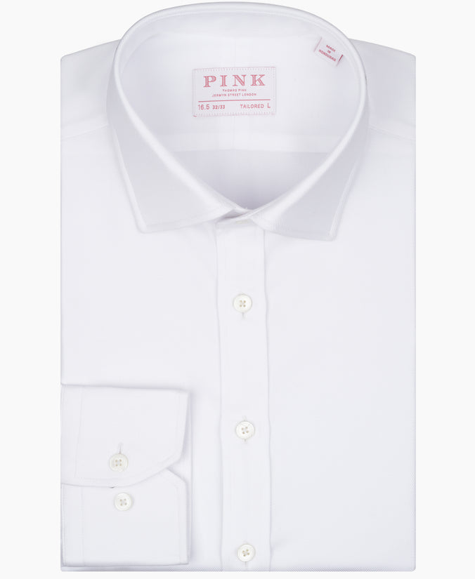 White Tailored Fit French Cuff Royal Twill Dress Shirt