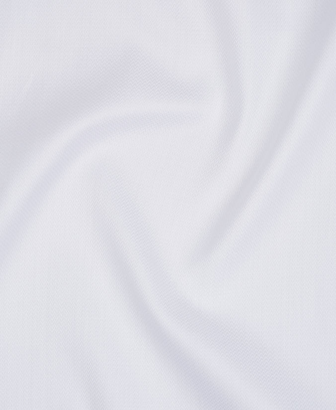 Thomas Mason White Tailored Fit Wave Dobby Dress Shirt