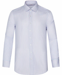 Tea Rose Tailored Fit Twill Wide Stripe Dress Shirt