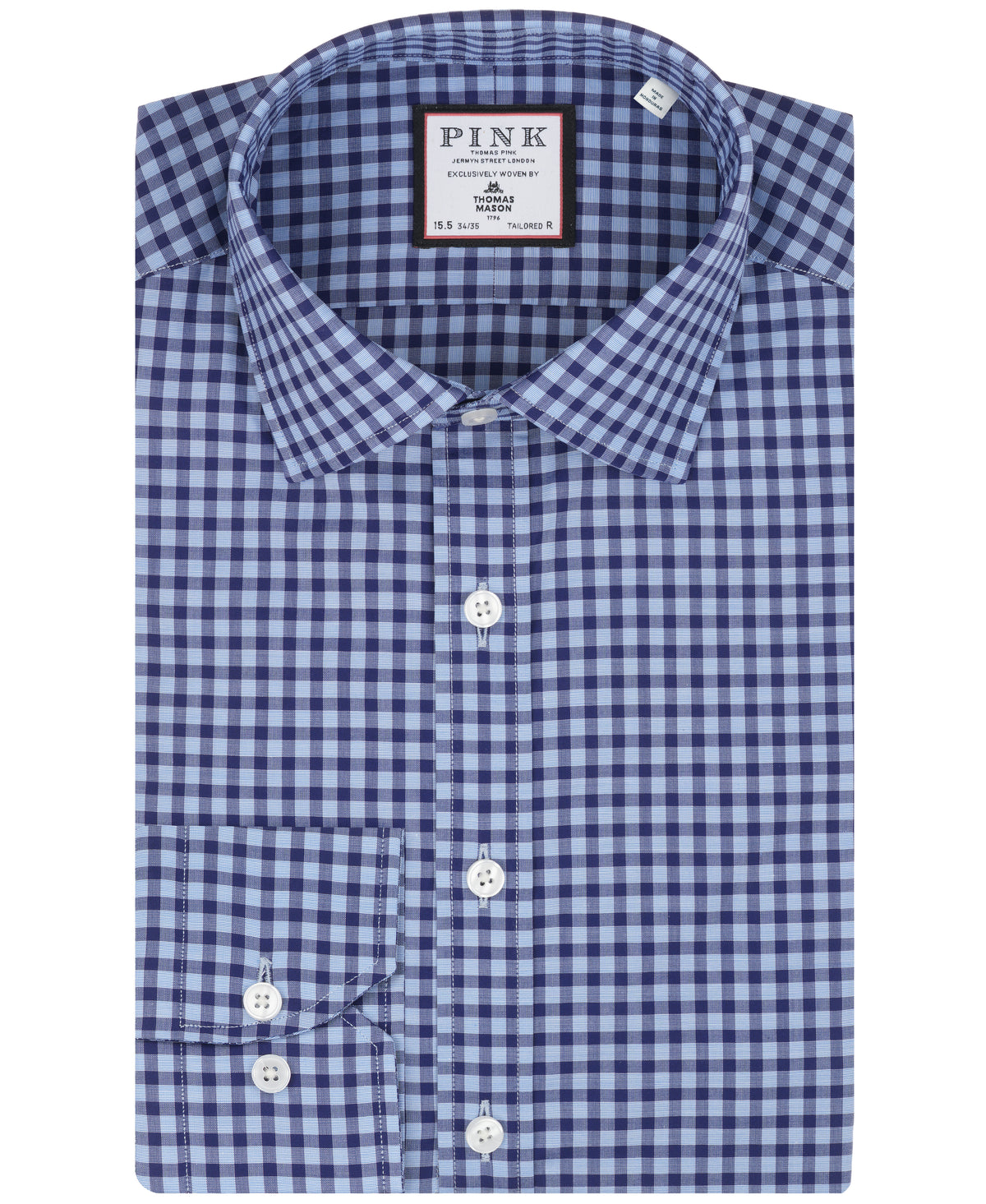 Navy Tailored Fit Poplin Archival Grid Check Dress Shirt