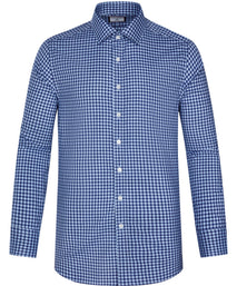 Navy Tailored Fit Poplin Archival Grid Check Dress Shirt
