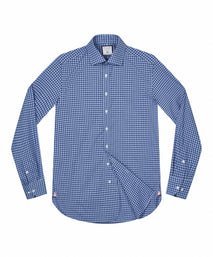 Navy Tailored Fit Poplin Archival Grid Check Dress Shirt