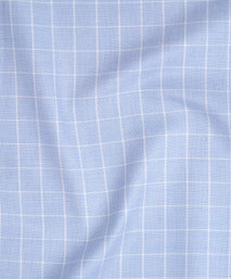Slate Blue Tailored Fit Dobby Weave Tonal Check Dress Shirt