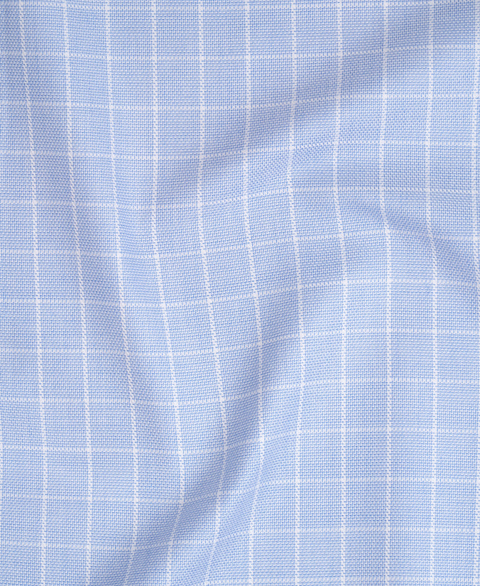 Slate Blue Tailored Fit Dobby Weave Tonal Check Dress Shirt