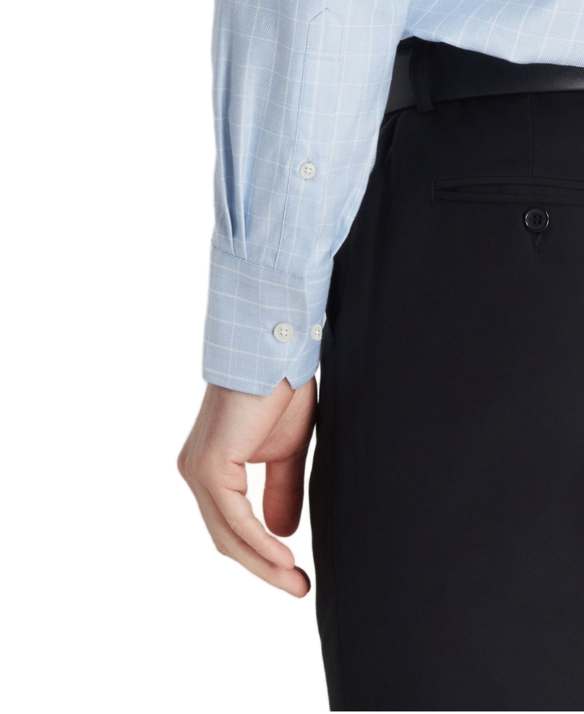 Slate Blue Tailored Fit Dobby Weave Tonal Check Dress Shirt
