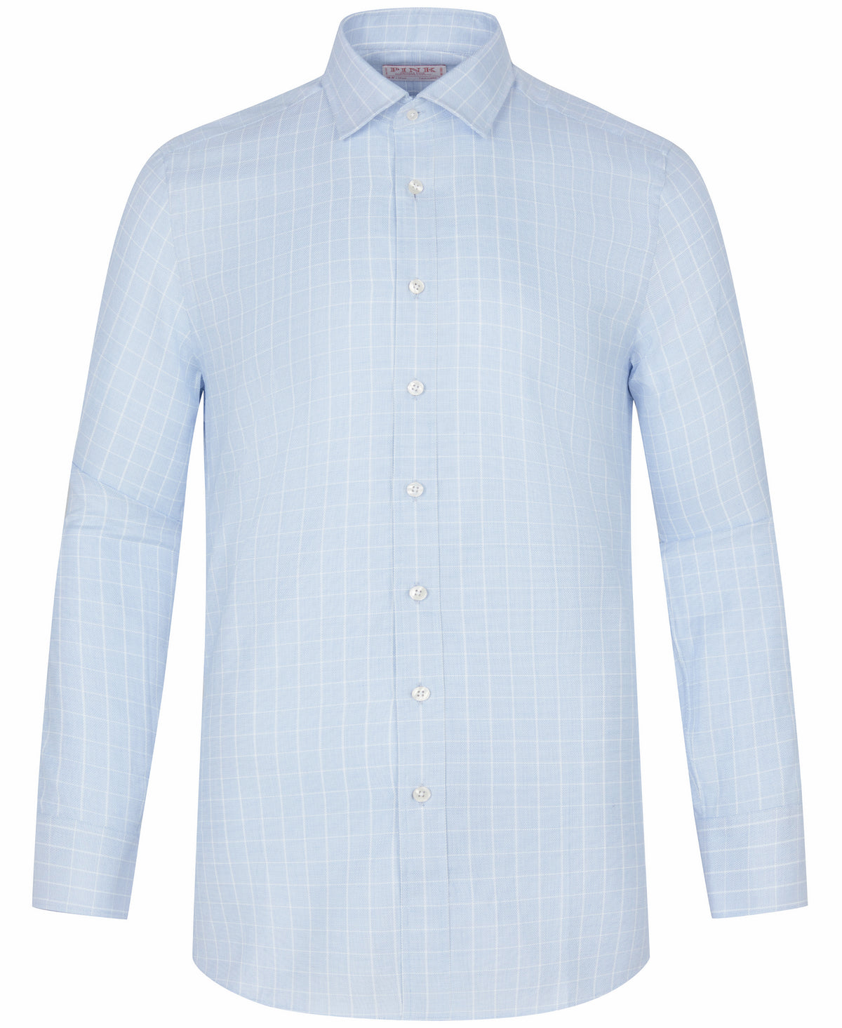 Slate Blue Tailored Fit Dobby Weave Tonal Check Dress Shirt