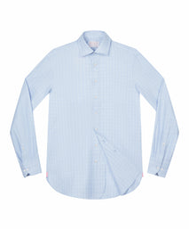 Slate Blue Tailored Fit Dobby Weave Tonal Check Dress Shirt