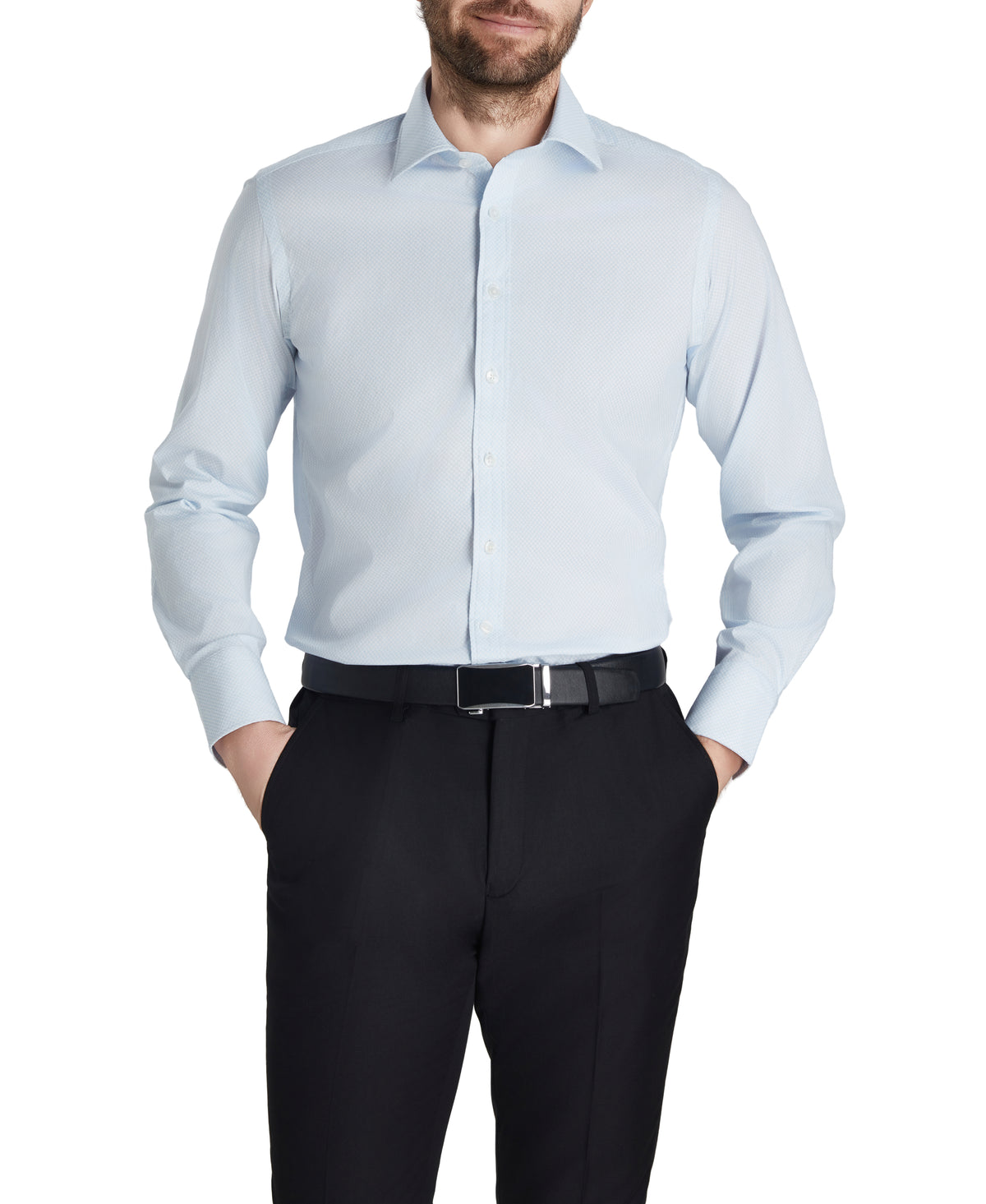 Aqua Tailored Fit Poplin Linked Print Dress Shirt