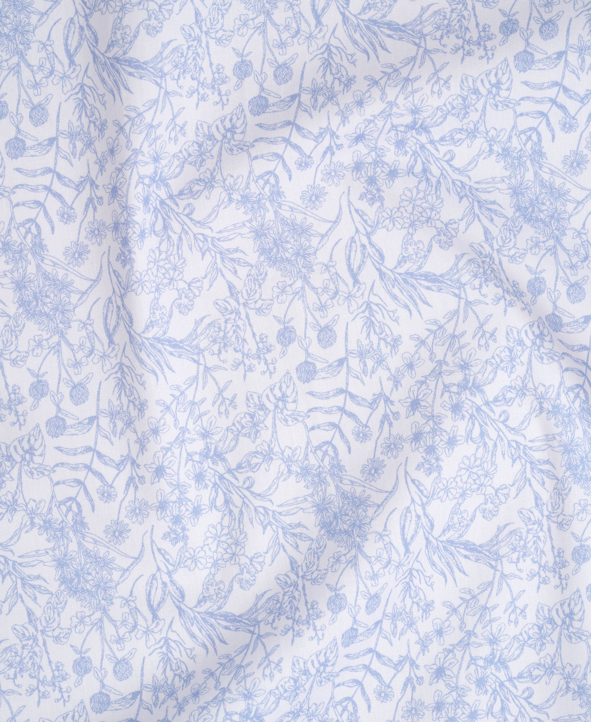 Light Blue Tailored Fit Poplin Fine Line Floral Print Dress Shirt