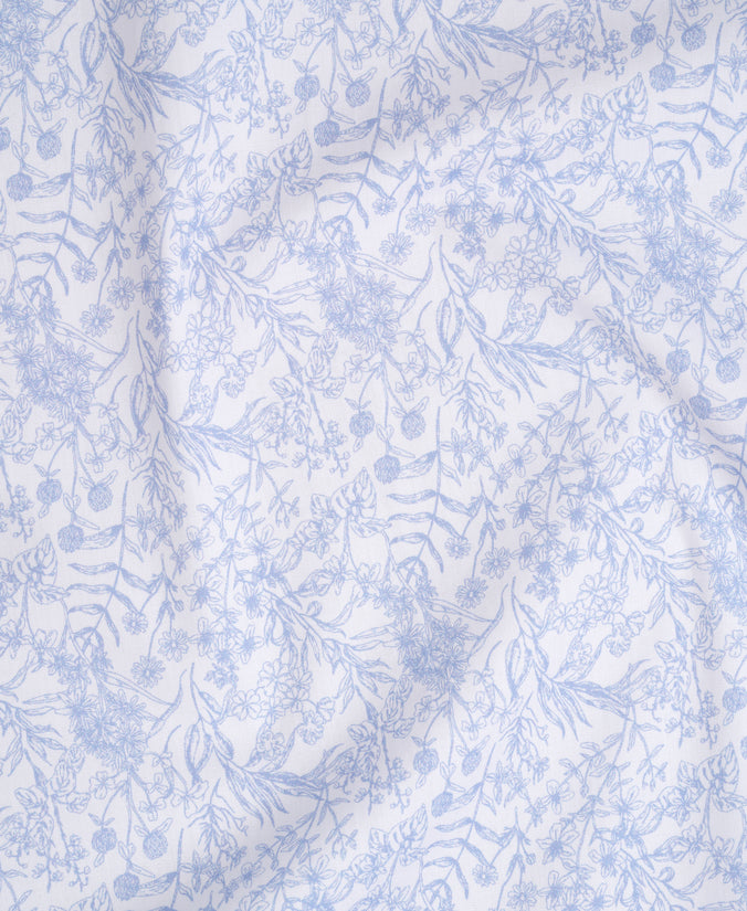 Light Blue Tailored Fit Poplin Fine Line Floral Print Dress Shirt