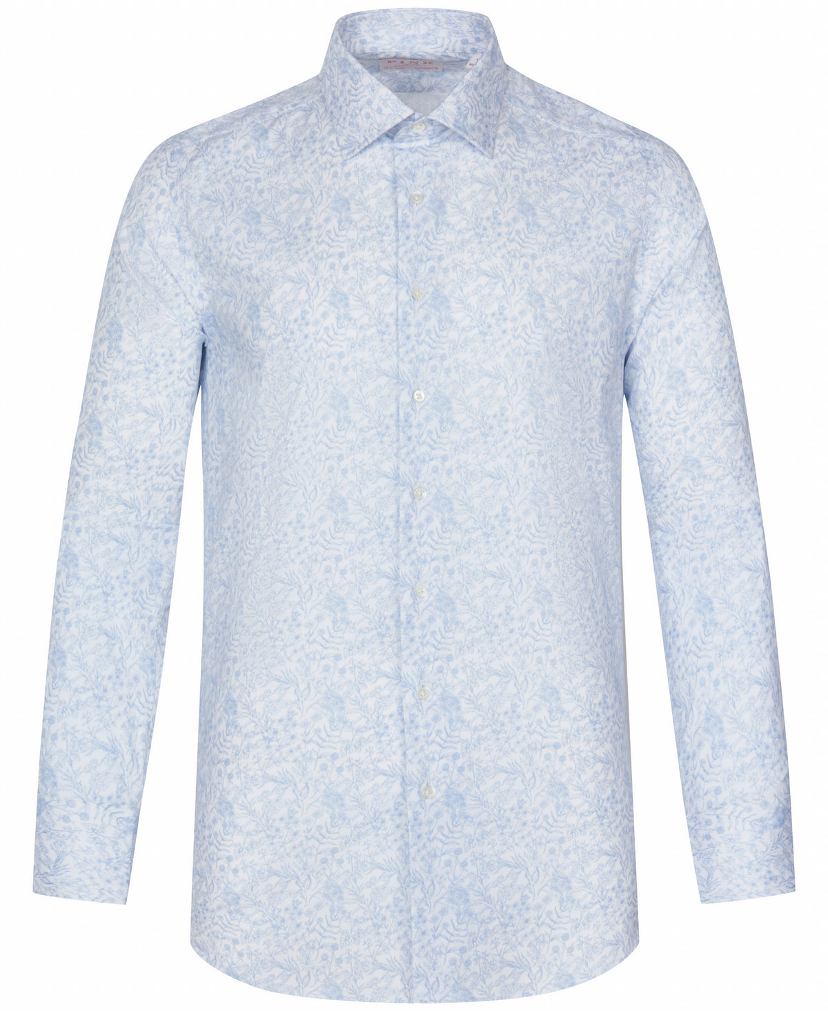 Light Blue Tailored Fit Poplin Fine Line Floral Print Dress Shirt