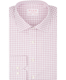 Pink Tailored Fit Overlap Check Dress Shirt