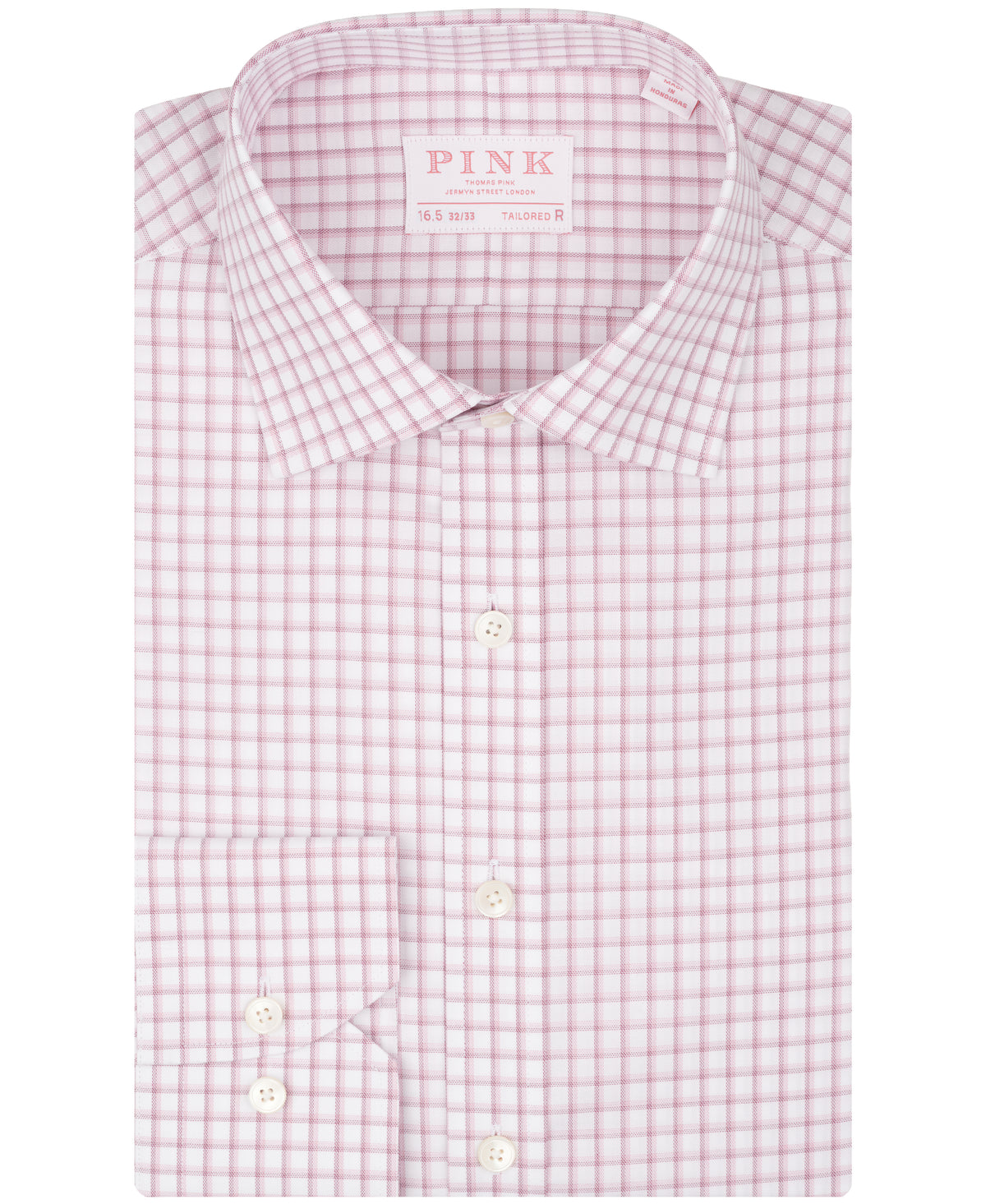 Pink Tailored Fit Overlap Check Dress Shirt