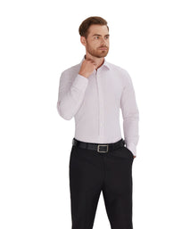 Pink Tailored Fit Overlap Check Dress Shirt