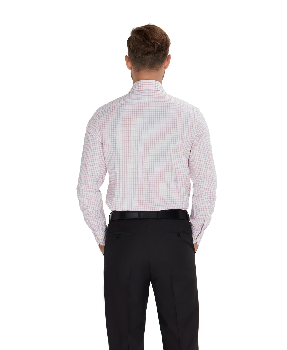Pink Tailored Fit Overlap Check Dress Shirt