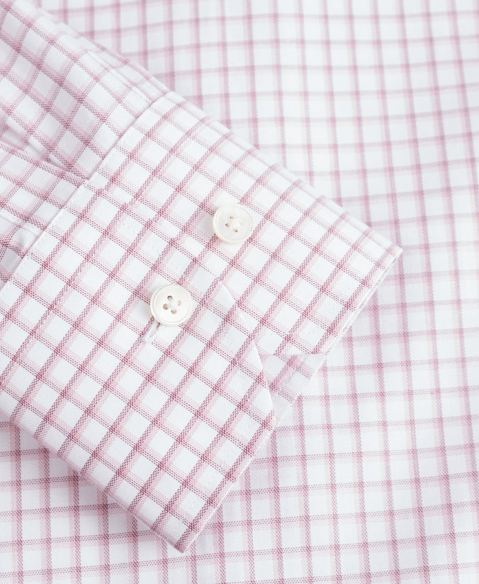Pink Tailored Fit Overlap Check Dress Shirt