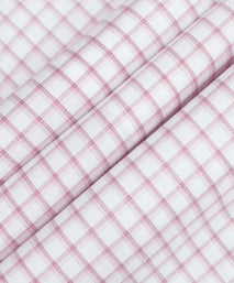 Pink Tailored Fit Overlap Check Dress Shirt