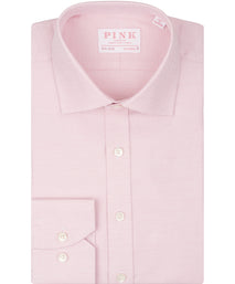 Pink Tailored Fit Textured Check Dress Shirt