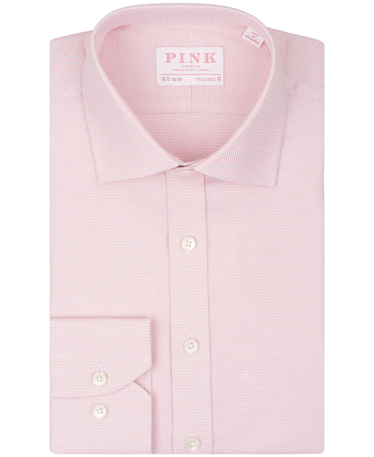 Pink Tailored Fit Textured Check Dress Shirt