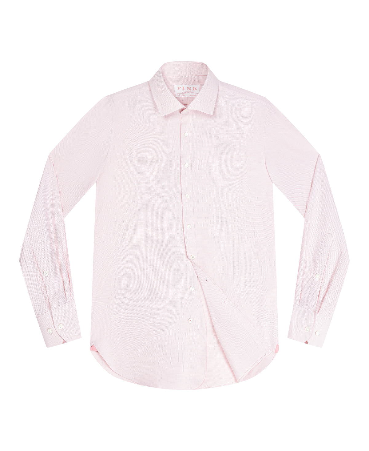 Pink Tailored Fit Textured Check Dress Shirt
